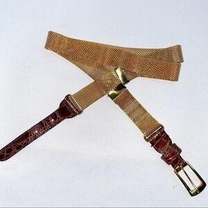 Gold Chain Belt Brown Genuine Leather